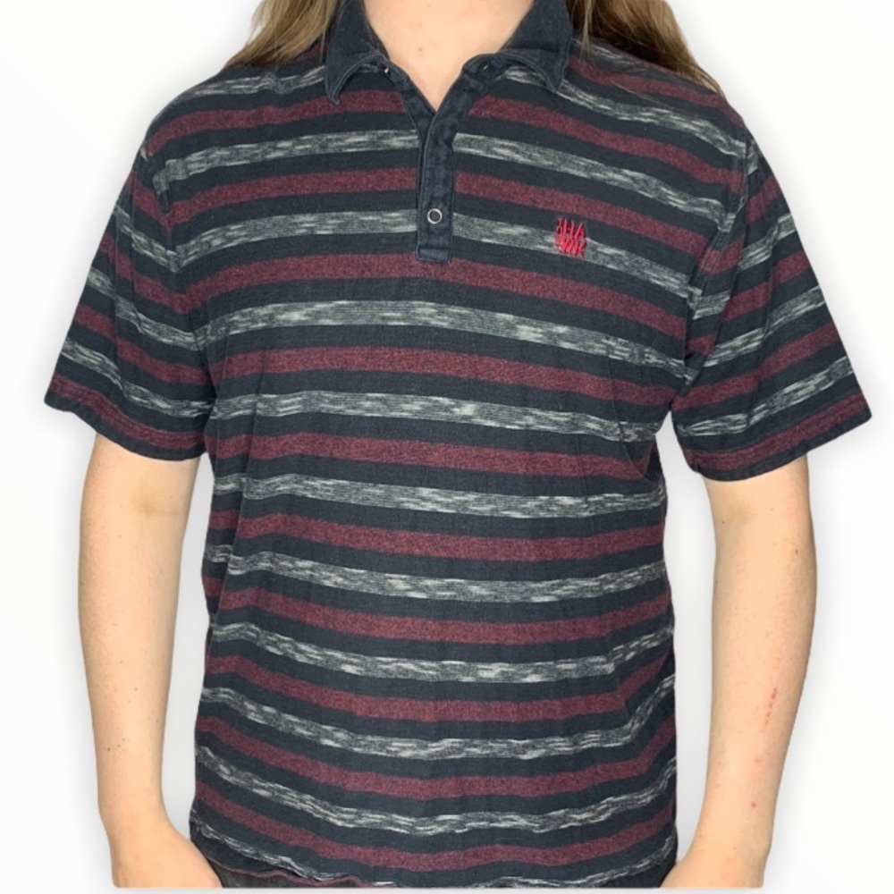 Tony Hawk Striped Polo Shirt - Black and Red